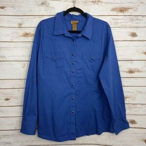 Wrangler Blue Snap Button Long Sleeve Western Blouse